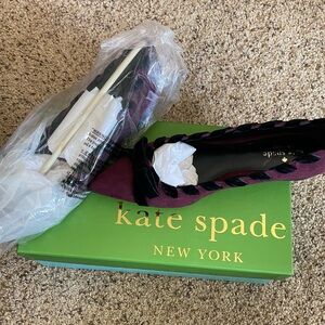 Kate Spade Kalani Velvet Pointed Ballet Flat in Deep Plum with Black 8.5